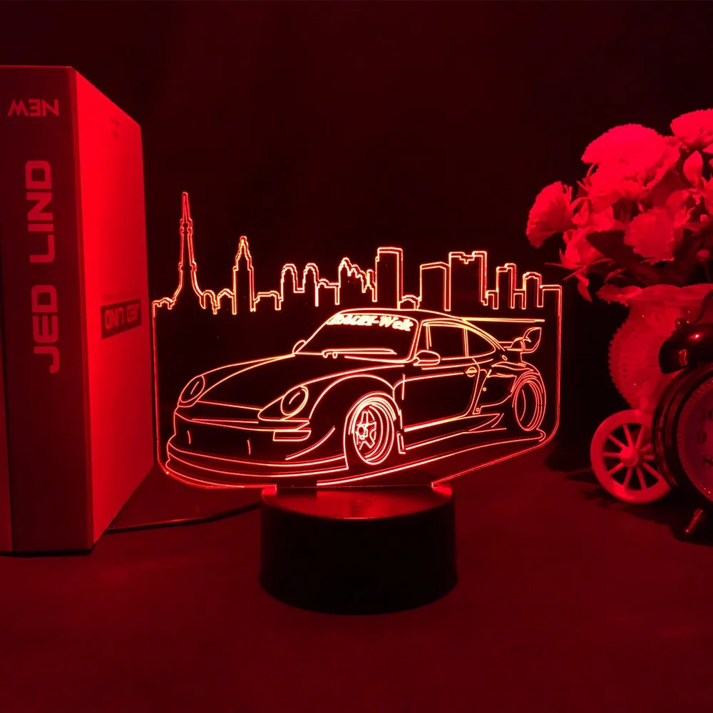 Feel the Speed at Home – Stunning 3D Sports Car LED Lamp!